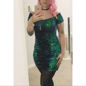 Forever 21 mermaid sequin off the shoulder dress
